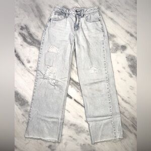 Art Class Girls wide leg distressed light wash Jeans Size 10